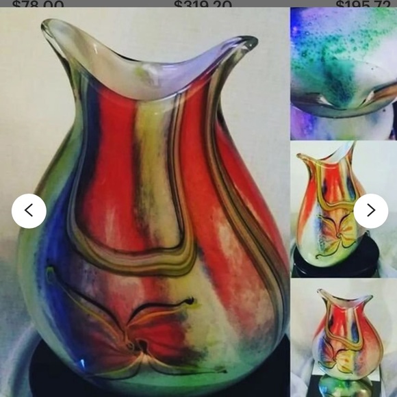 Murano Art Murano Cased Hand Blown Multi Color Swirl Vase Poshmark